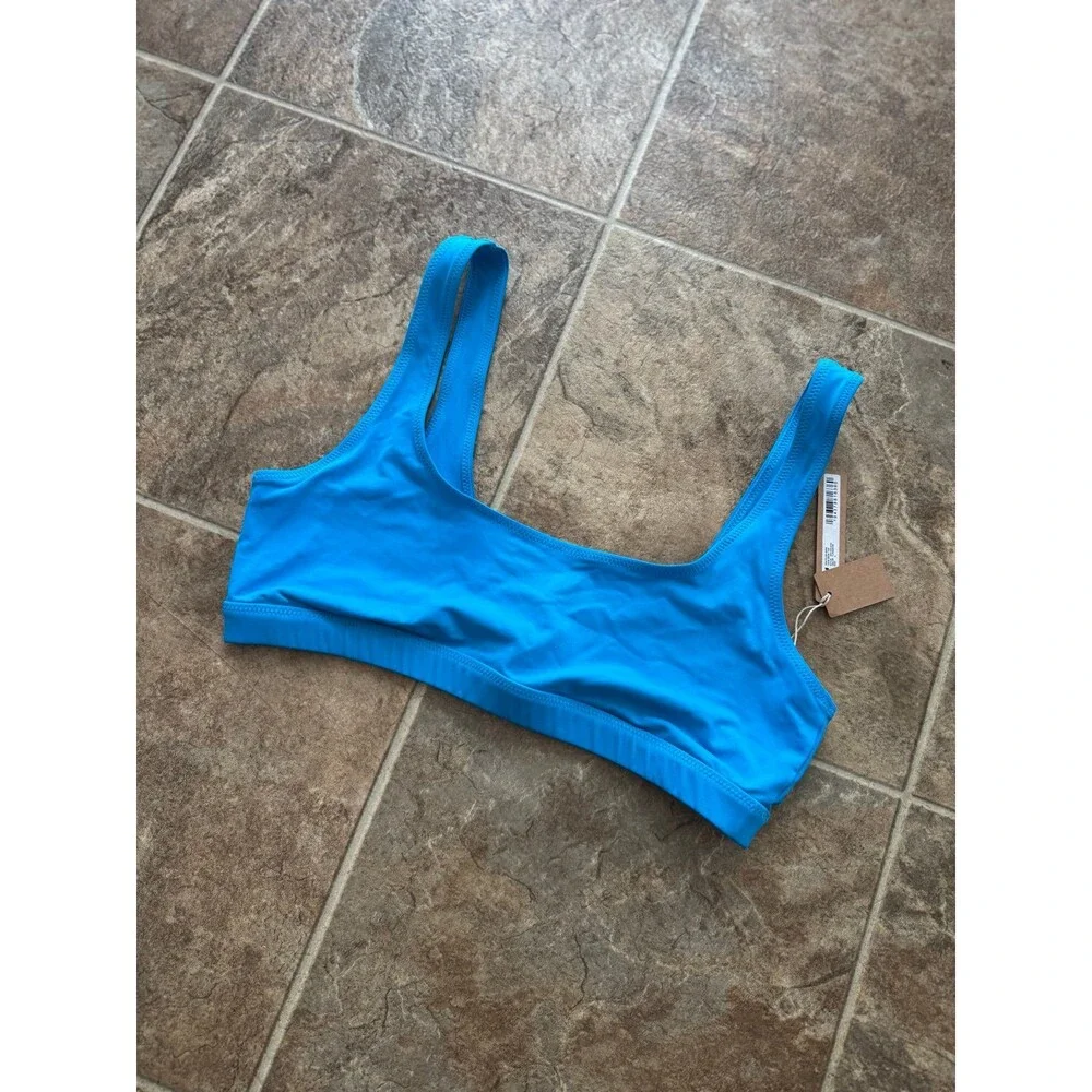Skims Swim Tank Bikini Top Turquoise Size Medium
